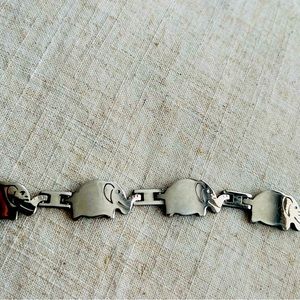 Sterling 925 Stamped Elephant Themed Bracelet